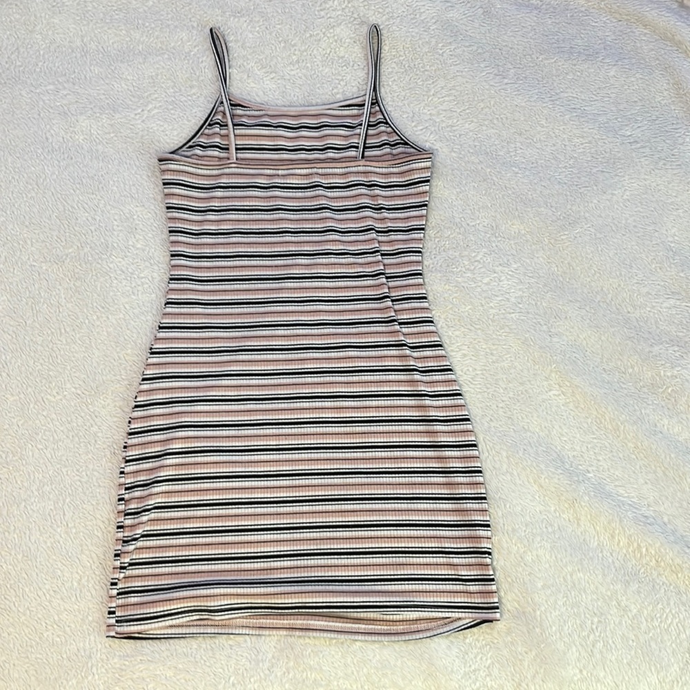 CUTE PINK STRIPED MINI SUMMER DRESS, ROMWE